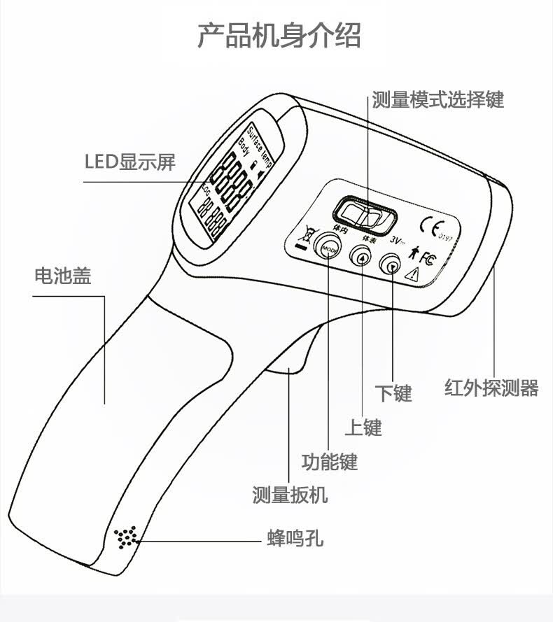 cem华盛昌dt-8806s/h婴儿童老人红外线测温仪探温器探热枪电子温度表