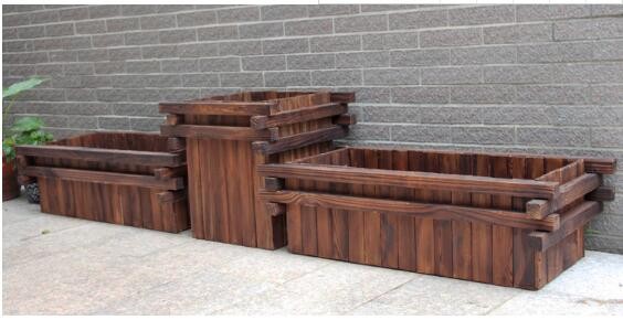 防腐木花盆长方形工程花箱种植箱实木花箱定制户外方形绿化花箱纯松木