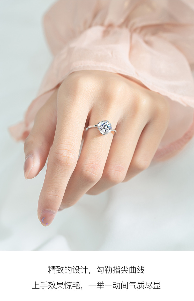 唯一winy925戒指女开口指环可调节单身食指女戒莫桑钻戒个性银饰礼物