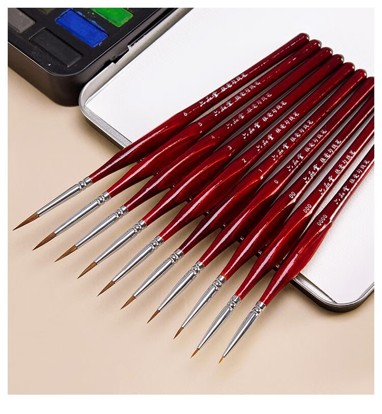 六品堂 狼毫勾线笔绘画美术 水彩软毛油画面相笔细手绘描线笔勾画笔