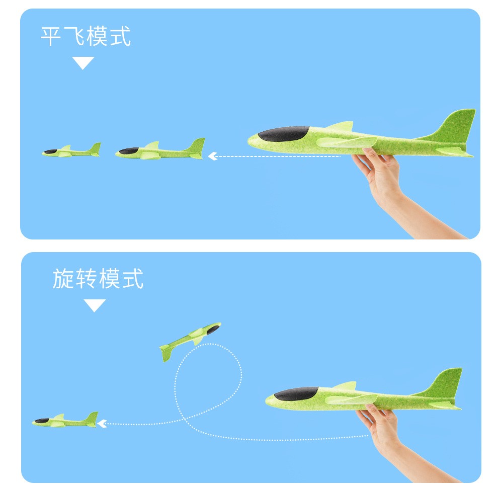 泡沫飞机大号电动带灯手抛式飞机男女孩儿童玩具户外回旋投掷滑翔机