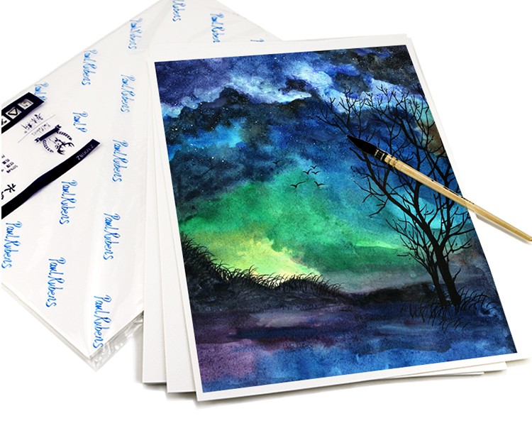 鲁本斯星空含棉浆水彩纸8开/4开/对开中粗纹水彩画纸300g 32k细纹(20
