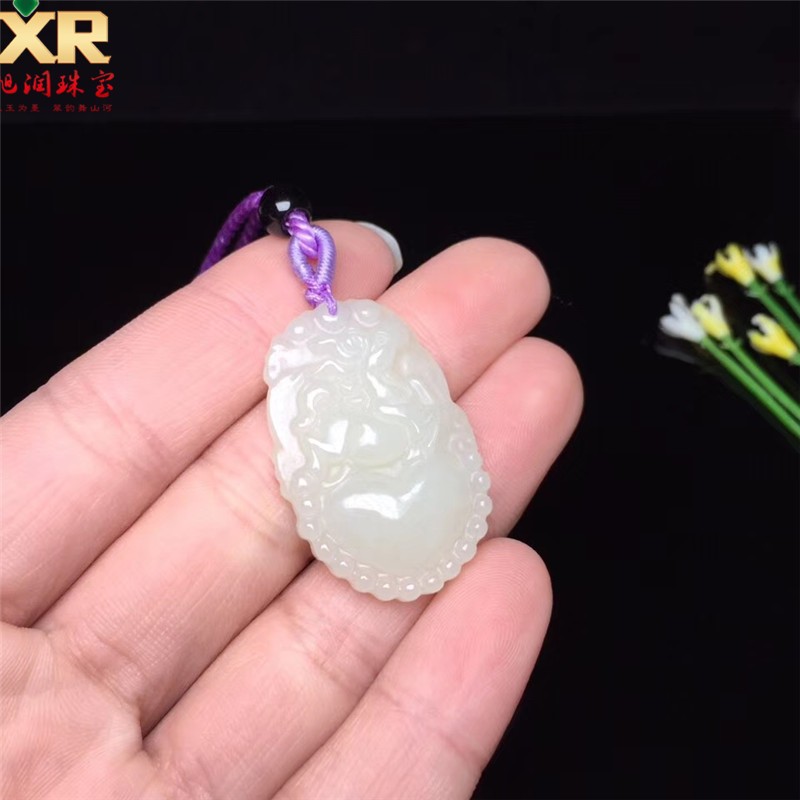 旭润珠宝和田玉玉石吊坠十二生肖马白玉吊坠玉坠玉佩