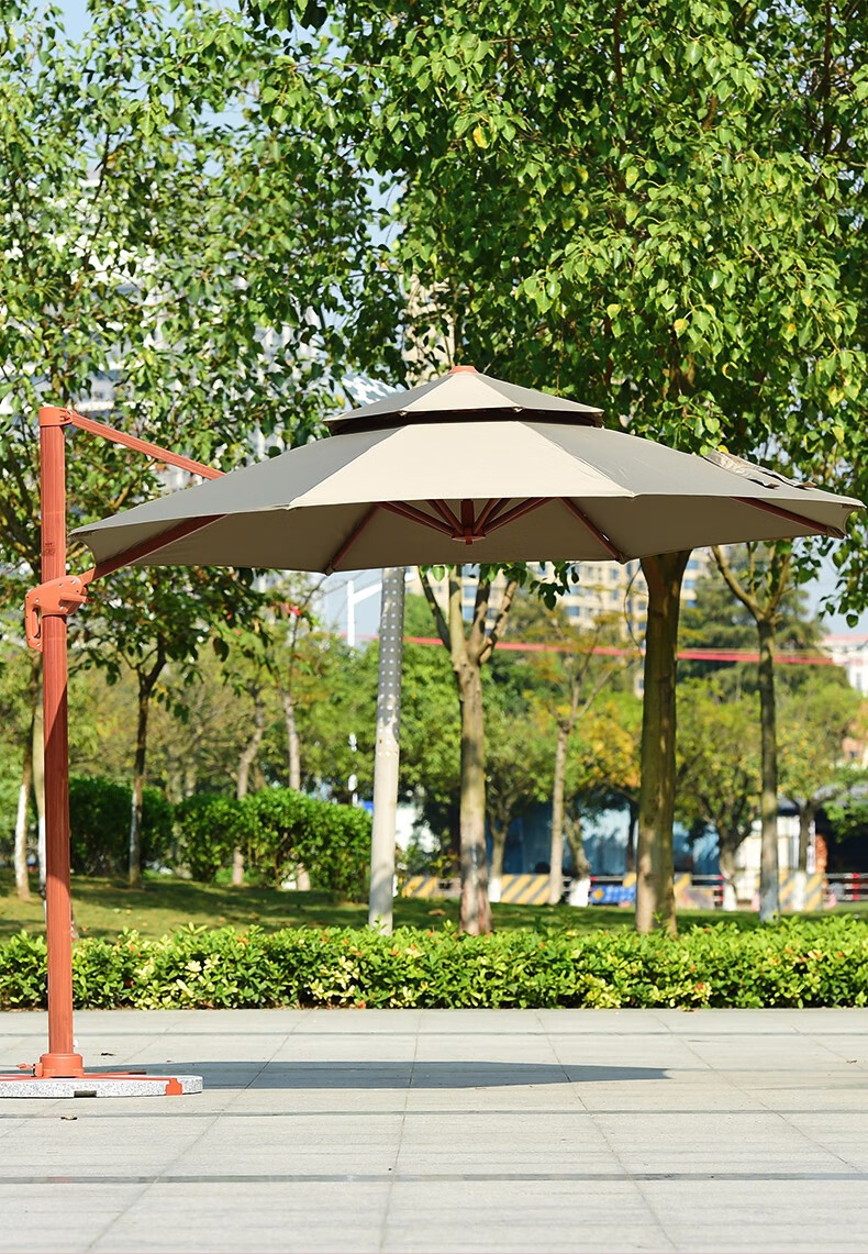 wxy 高档户外方木遮阳伞家用别墅庭院伞室外露台庭院休闲香蕉伞折叠