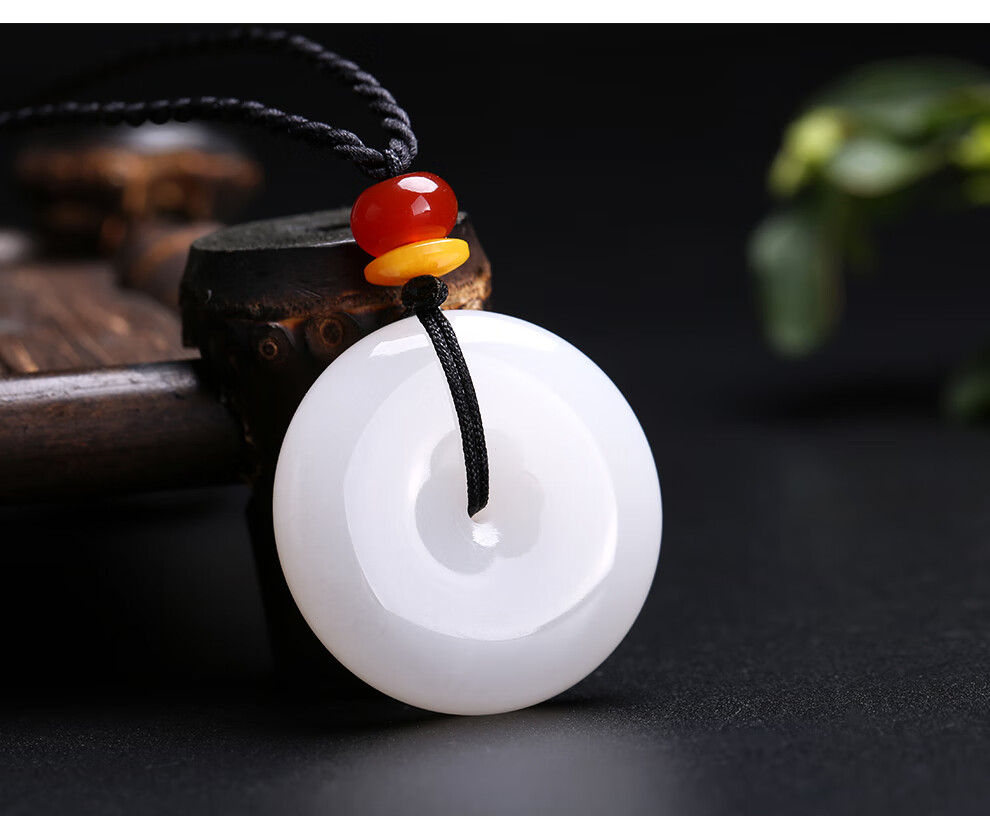 印象眸 羊脂白玉和田玉平安扣玉吊坠 情侣男女款玉石玉器挂件 附证书