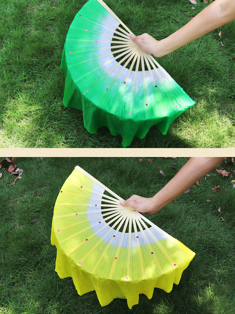 舞蹈扇子16骨标准广场舞扇子双面儿童秧歌舞扇子蓝色绿色黄色需要对装