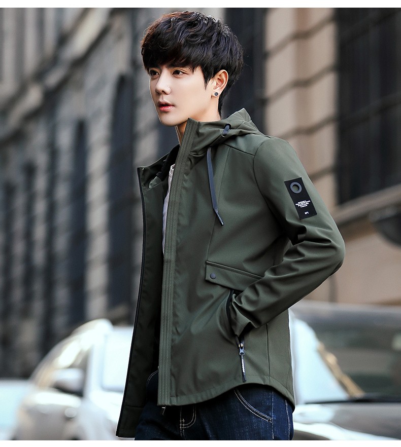 范加尔 夹克男2019春季新款韩版修身潮流上衣男装休闲连帽外套男薄款