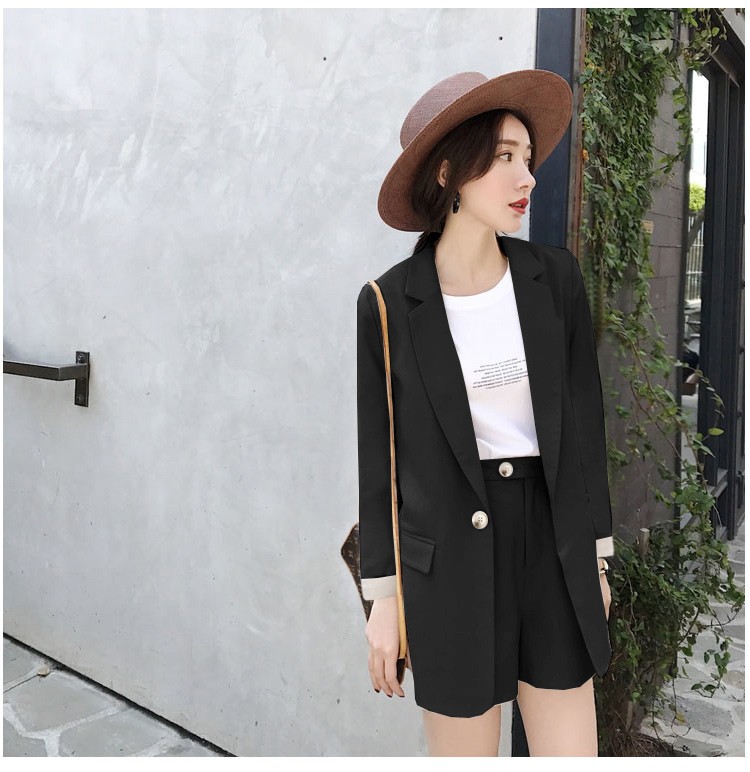2019新品夏季韩版时尚女装省心搭配西服两件套港味俏皮小西装短裤套装