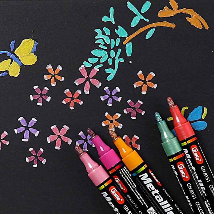 艾帛利 油漆笔diy相册黑卡纸金属高光水性涂鸦笔请柬题名贺卡彩色记号