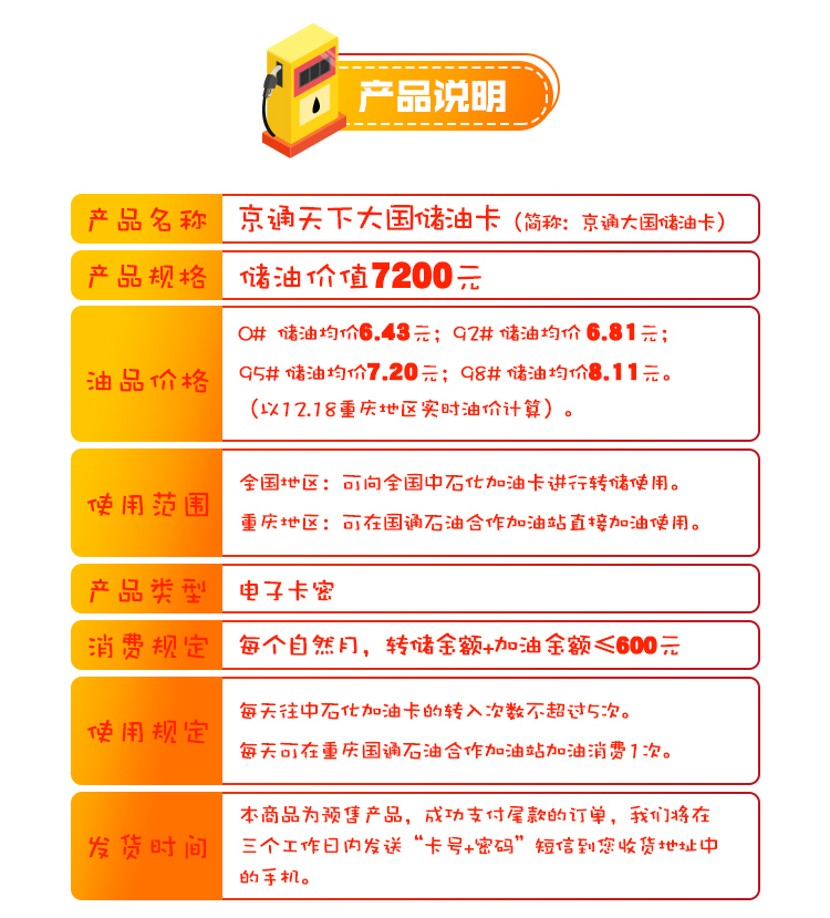 白菜 京通天下大国储油卡 中石化全国通用 拼团价￥6480