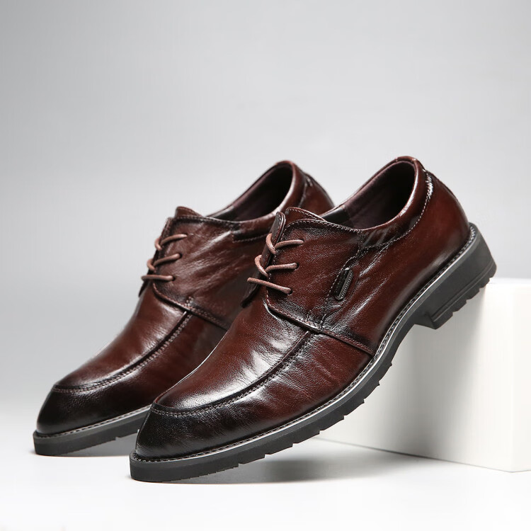 卡丹路cardanro头层羊皮皮鞋男夏季新款通勤面试软面男士英伦商务正装