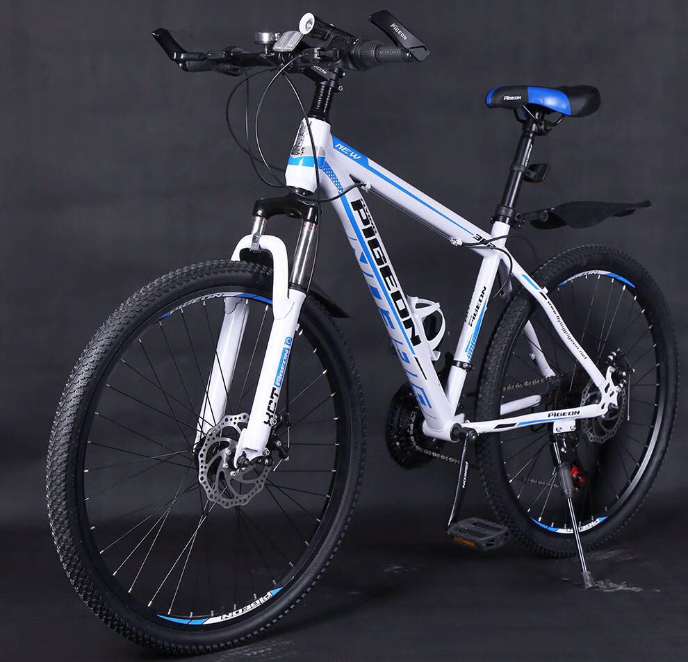 飞鸽自行车山地车24/27速26寸变速双碟刹公路单车学生成人男女 24寸黑