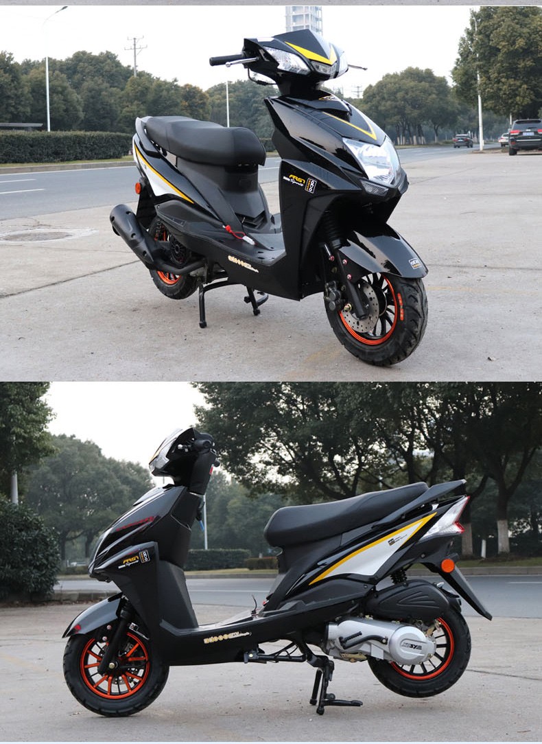 新款踏板车摩托车燃油国四电喷 125cc动力燃油助力车尚领款鬼火摩托车