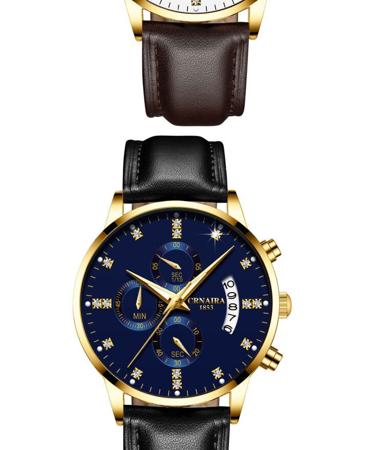 卡奈亚crnaira品牌手表多功能时尚蝴蝶表扣秒表计时运动三眼手表男士