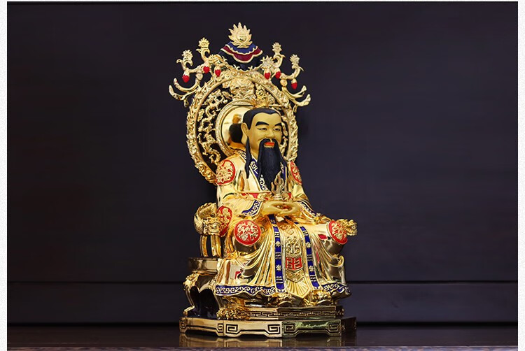 九黎圆通道教三清神像纯铜鎏金元始道德天尊供奉太上老君祖师爷像摆件