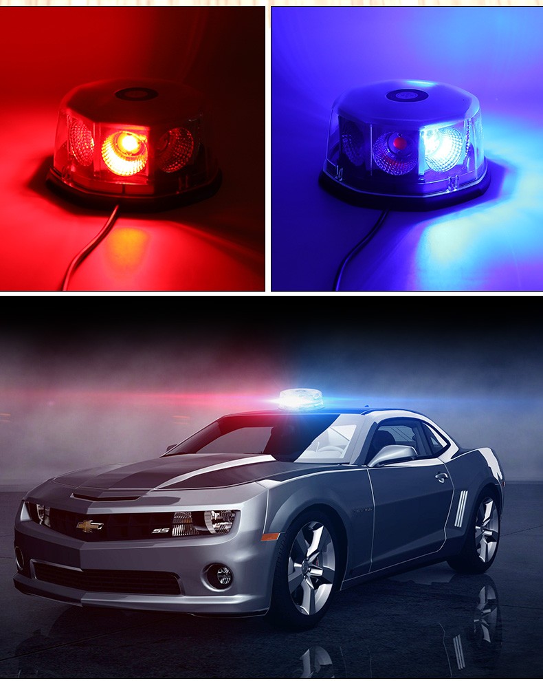 汽车超亮led灯车载校车安防车顶全黄警灯 强磁吸顶爆闪灯红蓝警灯12v