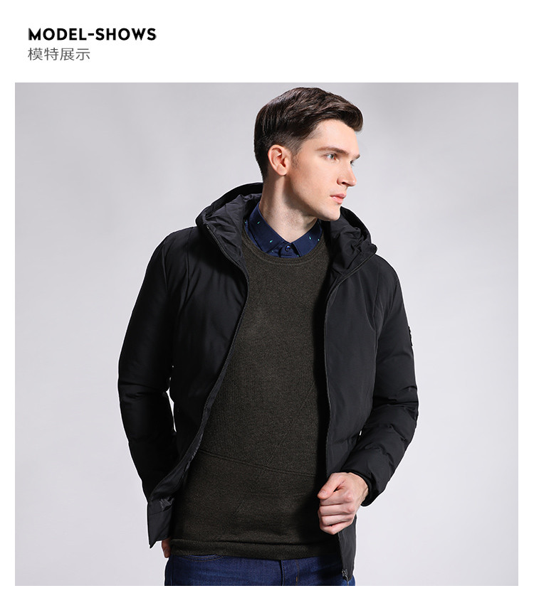 凯撒大帝caesar 2020春季上新男装外套商务休闲纯色连帽保暖舒适男士