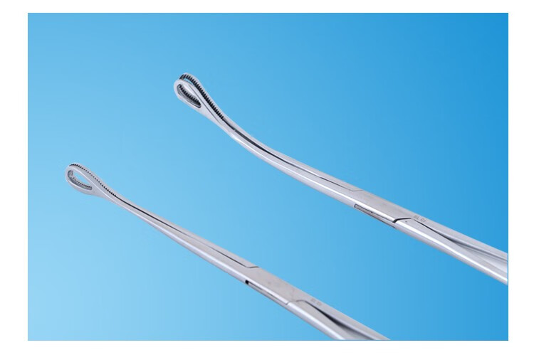 卵圆钳妇科医疗大号海绵夹拔罐火罐夹棉花钳子 25cm金钟弯头无齿海绵