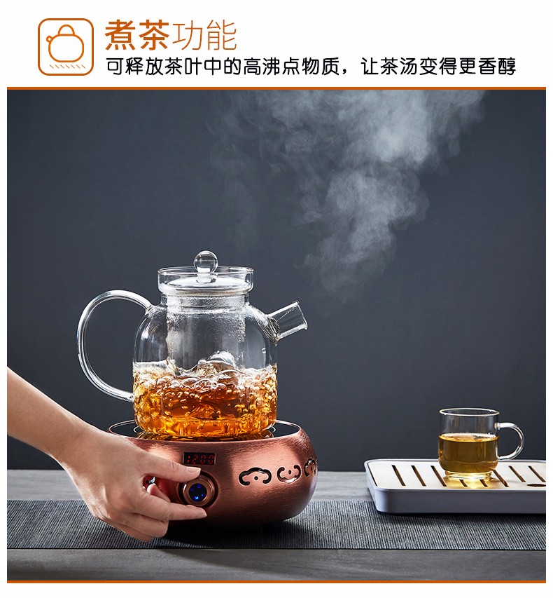 美斯尼 玻璃茶壶加厚耐热玻璃煮茶壶黑茶泡泡茶壶带过滤可明火直烧 单