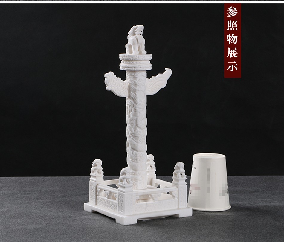 善唯 定制汉白玉华表石雕摆件天安门华表盘龙柱罗马柱办公室墓地摆件
