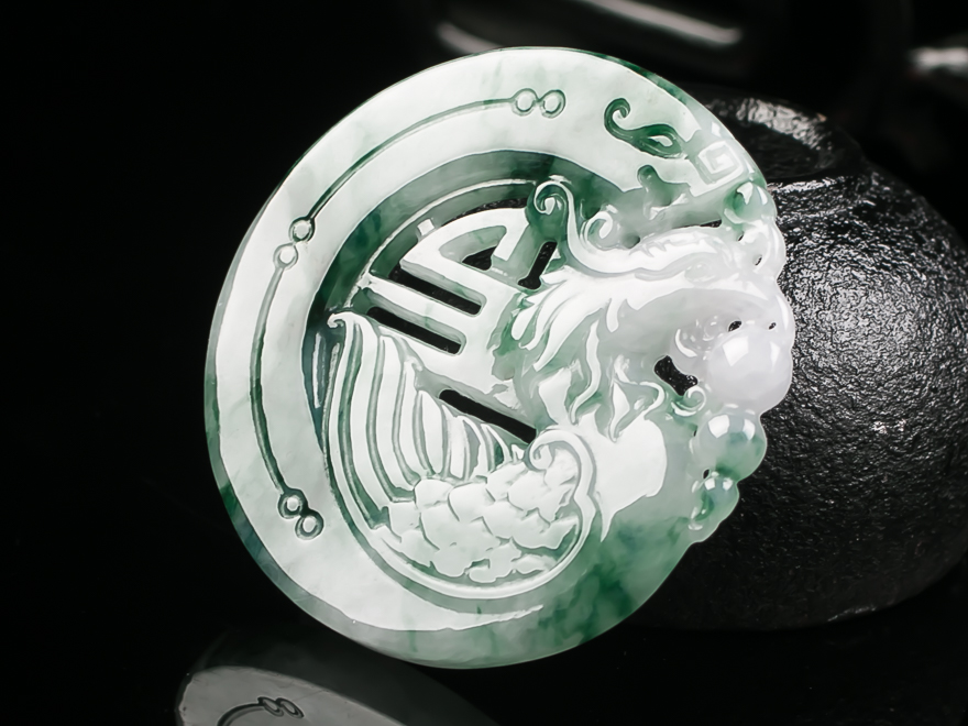 降价拍卖芝福珠宝翡翠仿古凤牌吊坠3751g