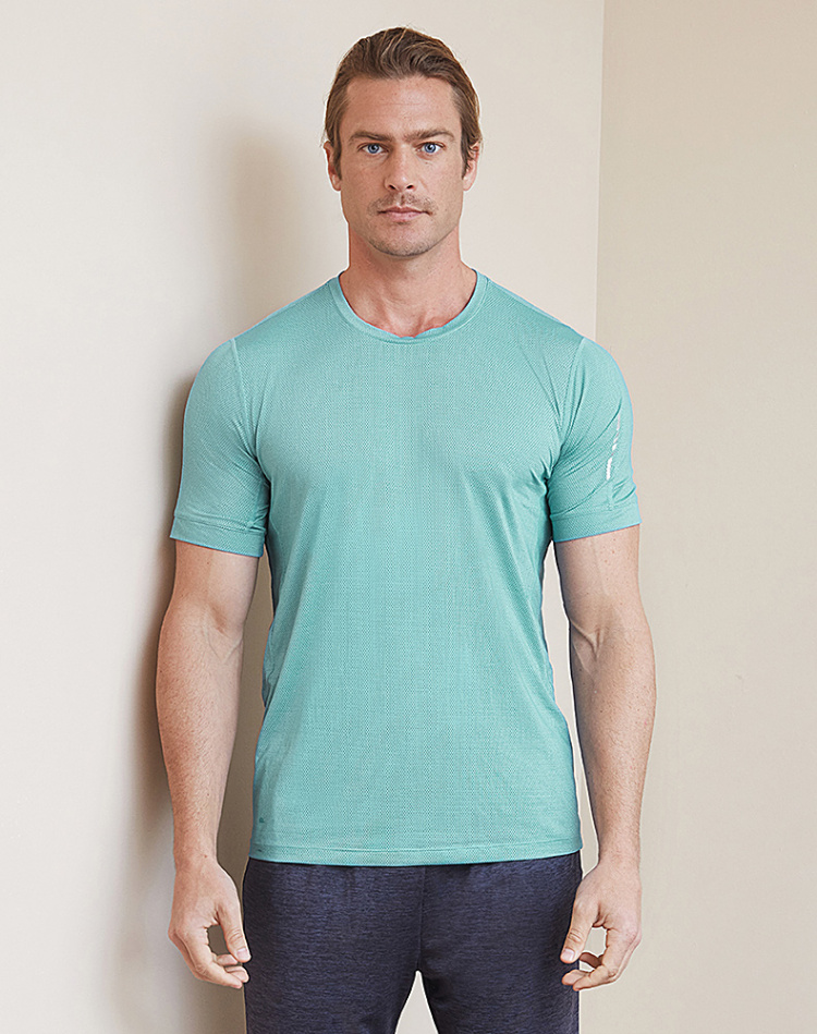 爱慕先生花灰运动圆领网眼短袖上衣ns62b683 水绿灰 185