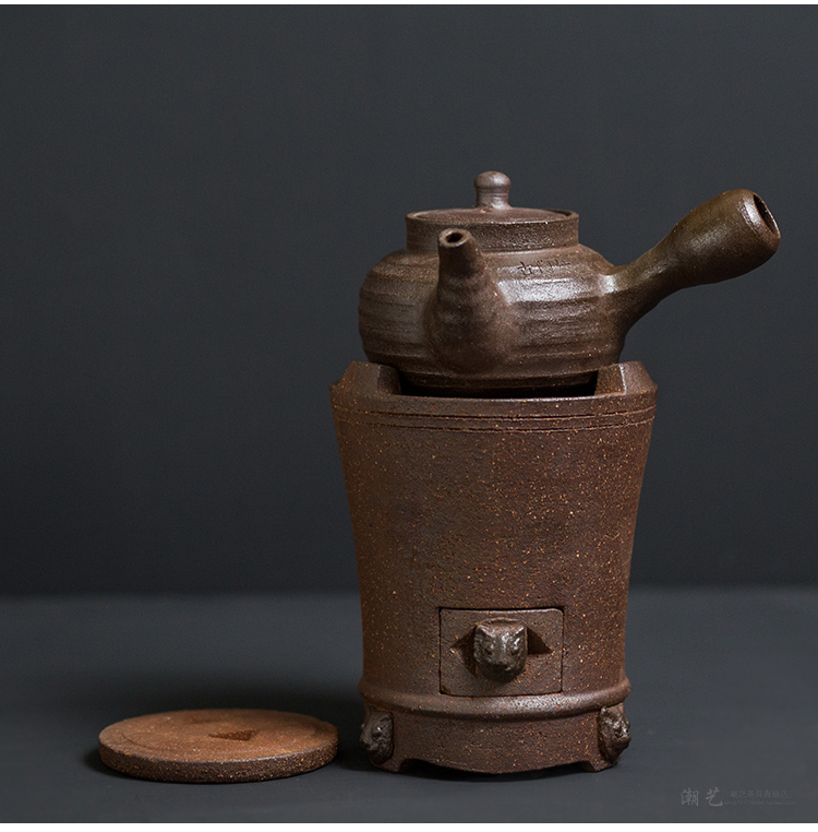 小狮头炭炉煮茶炉 潮州风炉茶炉红泥凉炉手工碳炉取暖炉烧烤炉砂铫玉