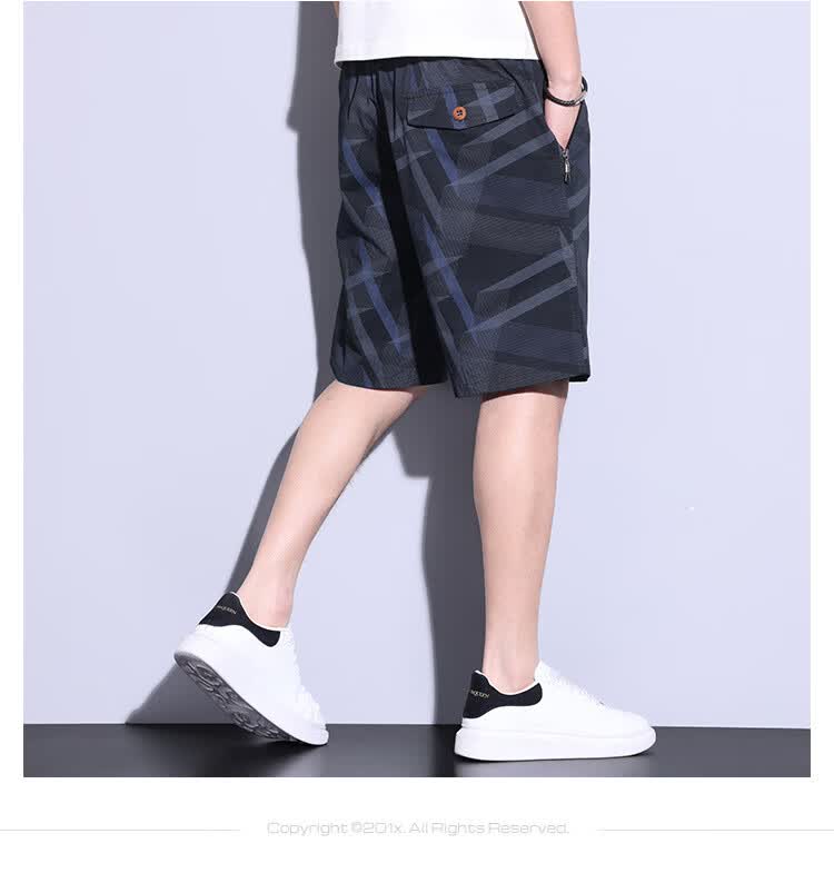 Romon Men's Workwear Casual Shorts Summer Thin Loose Straight Korean Style Beach Five-Point Trendy Cotton Dark Green XL 8