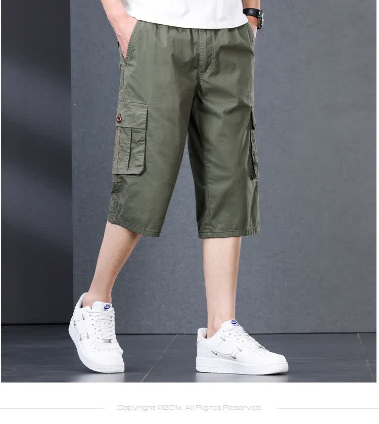 Romon Summer New Men's Shorts Trendy Straight-Leg Versatile Loose Seven-Point Casual Jeans Navy Blue 3XL 11