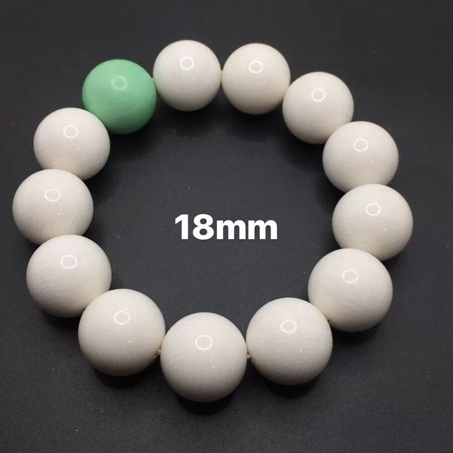 lxm0710超细网纹象牙白搭配松石圆珠手链18mm