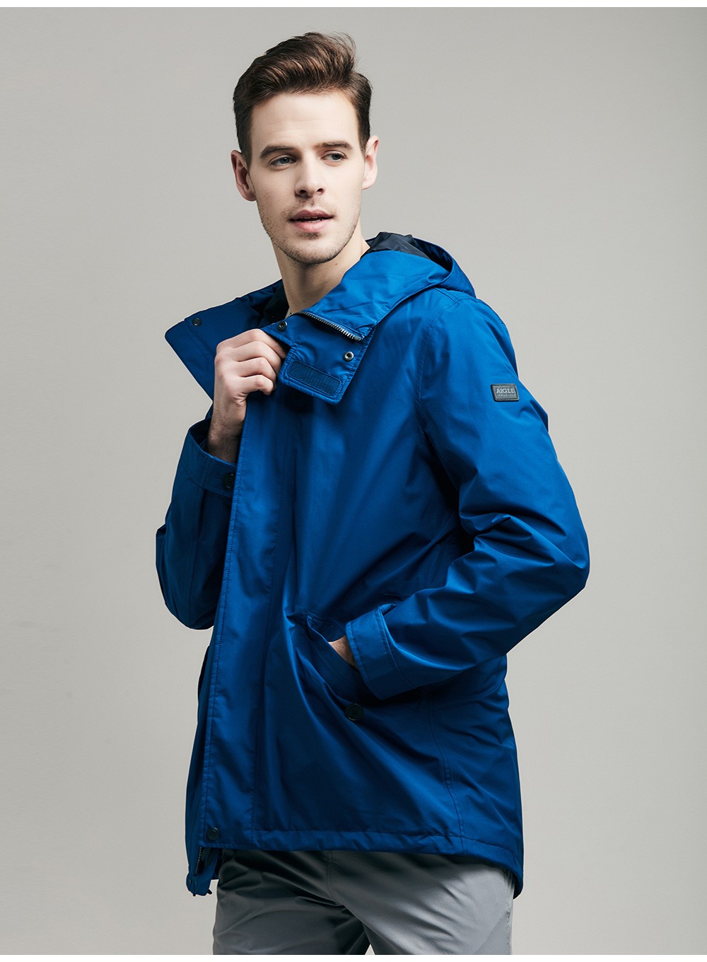 aigle艾高lamer男款goretex防风透汽夹克冲锋衣深渊蓝i8342l180