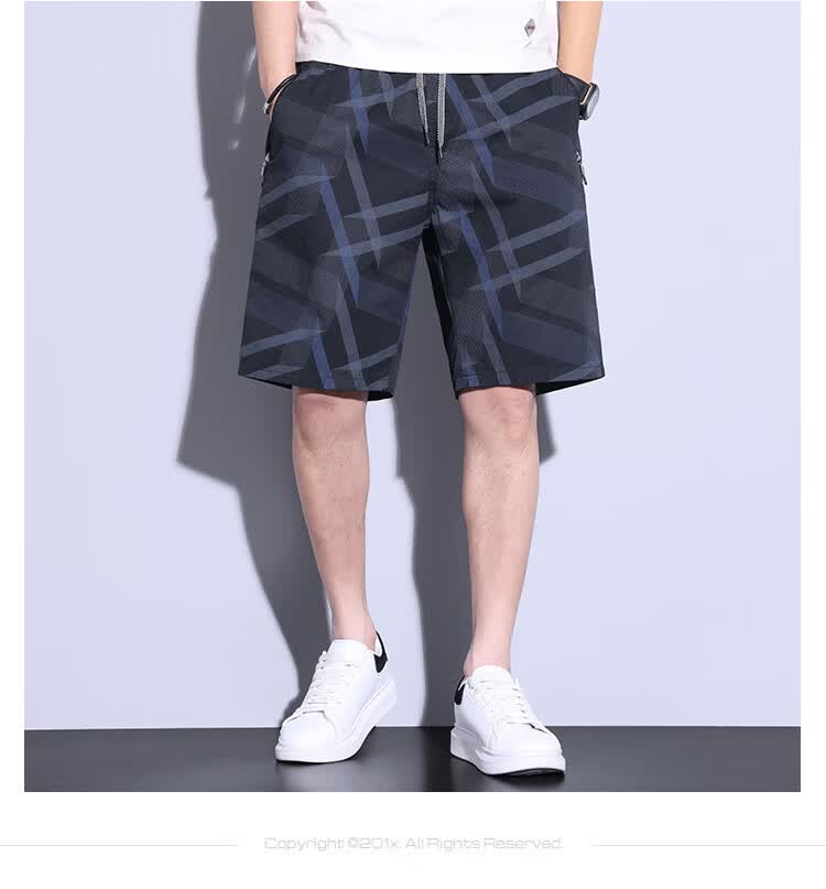Romon Men's Workwear Casual Shorts Summer Thin Loose Straight Korean Style Beach Five-Point Trendy Cotton Dark Green XL 7