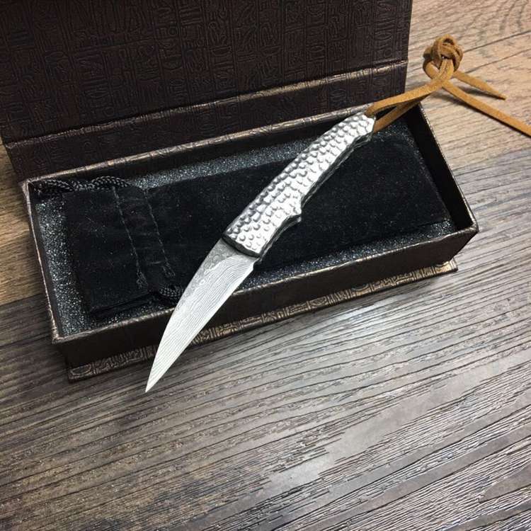 大马士革小银匠折小刀 珍藏小刀 文玩迷你小刀 高端送礼刀具