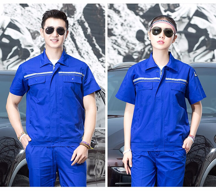 工程汽修服工作服套装男短袖车间工厂机械维修电焊工装劳保服防静电
