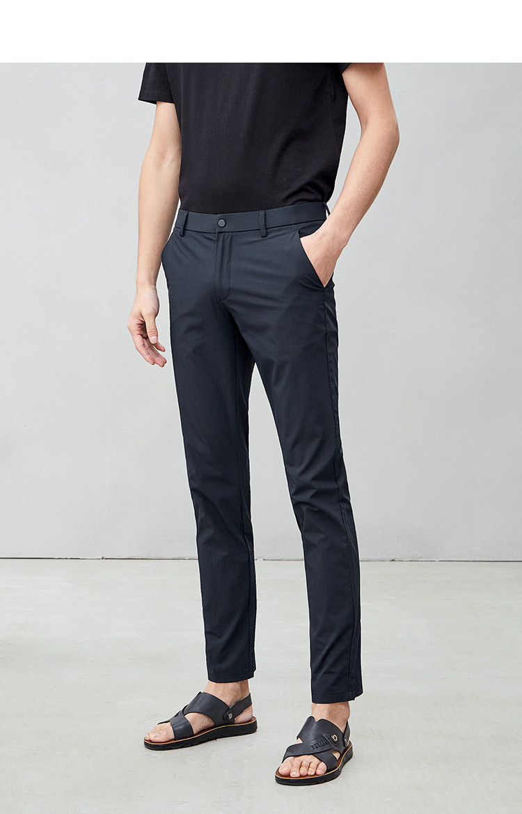 hla海澜之家 【微弹舒适】男士微弹中腰舒适爆款休闲裤 藏青14 29