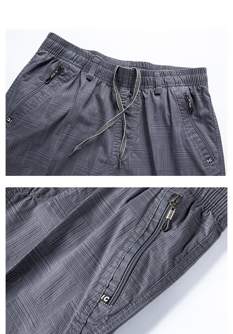 Romon 100% Cotton Casual Shorts Men Summer Thin Trendy Straight Elastic Waist Solid Color Knee-Length Khaki 3XL 19