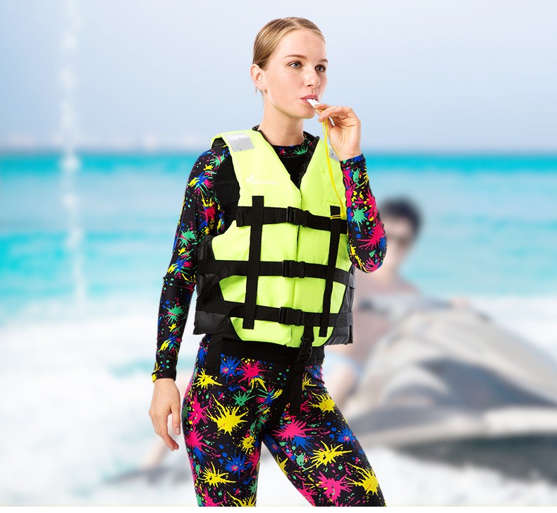 成人救生衣专业钓鱼背心救生衣浮潜船用马甲游泳救生服带口哨 蓝色 m