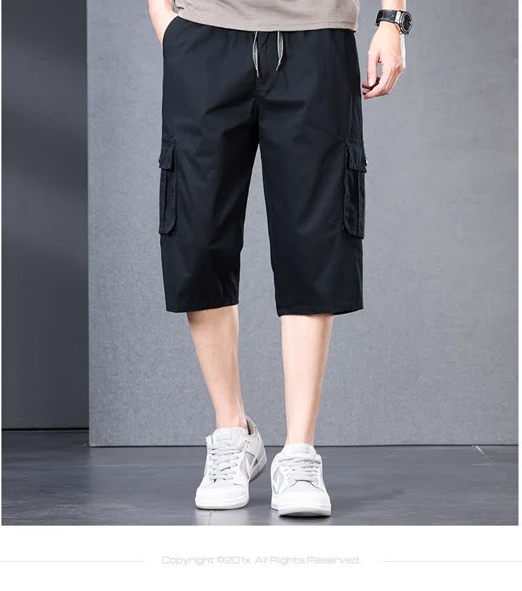 Romon Summer New Men's Shorts Trendy Straight-Leg Versatile Loose Seven-Point Casual Jeans Navy Blue 3XL 8