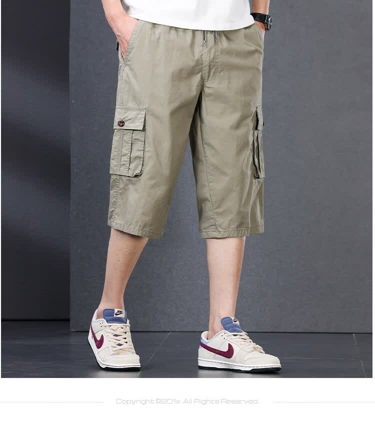 Romon Summer New Men's Shorts Trendy Straight-Leg Versatile Loose Seven-Point Casual Jeans Navy Blue 3XL 7