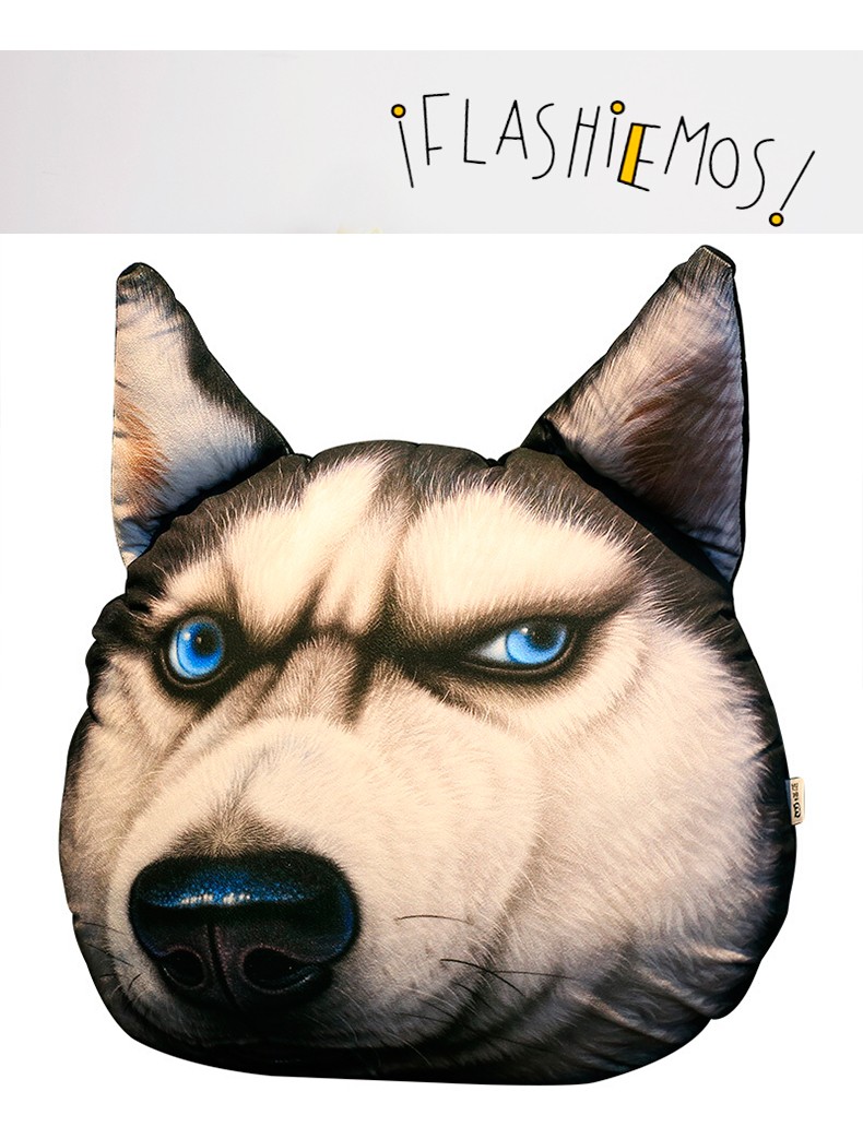 蜗牛卷抖音同款3d哈士奇狗头抱枕公仔玩偶毛绒玩具可爱创意二哈抱着睡