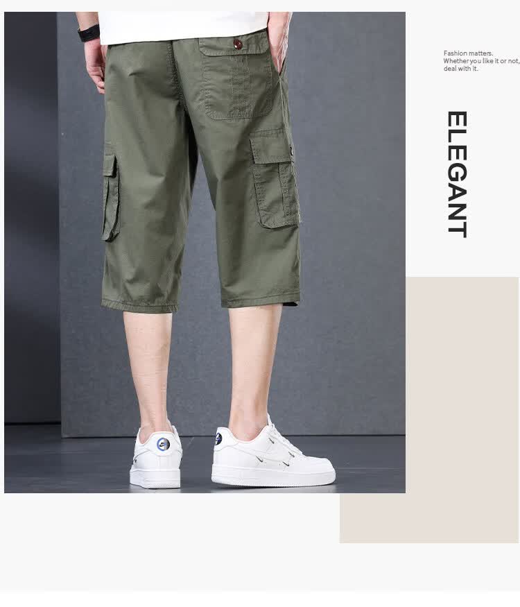 Romon Summer New Men's Shorts Trendy Straight-Leg Versatile Loose Seven-Point Casual Jeans Navy Blue 3XL 2