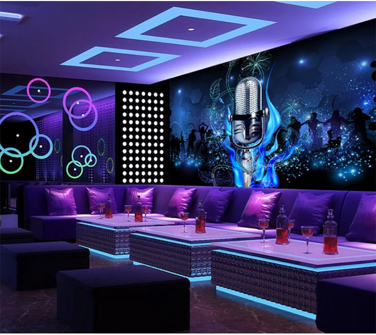 梵帝欧潮流炫彩酒吧ktv背景墙壁画唱歌房舞厅会场电视墙壁纸直播间
