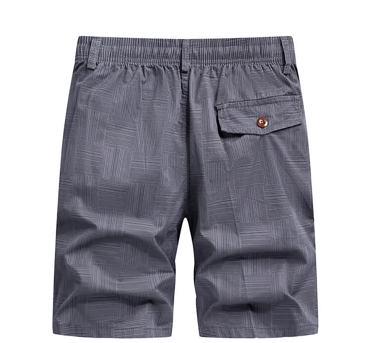 Romon 100% Cotton Casual Shorts Men Summer Thin Trendy Straight Elastic Waist Solid Color Knee-Length Khaki 3XL 18