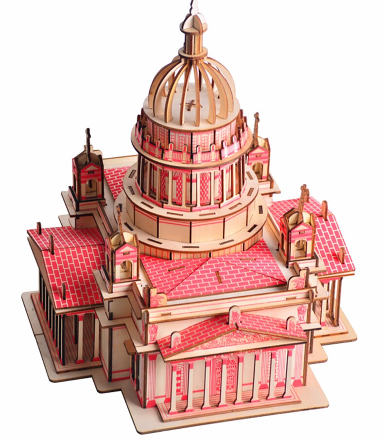 玩控3d木质拼插立体拼图 木制高难度西方国外建筑拼装仿真房子模型