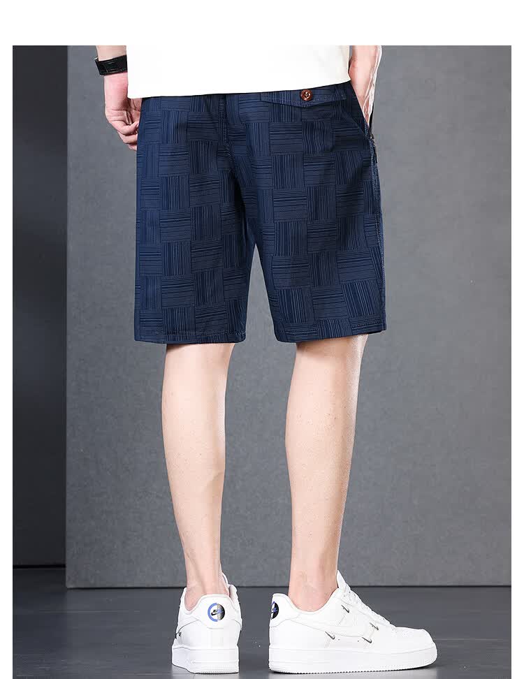 Romon 100% Cotton Casual Shorts Men Summer Thin Trendy Straight Elastic Waist Solid Color Knee-Length Khaki 3XL 12