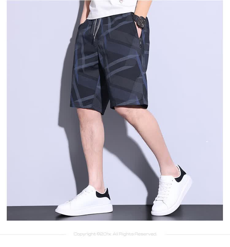 Romon Men's Workwear Casual Shorts Summer Thin Loose Straight Korean Style Beach Five-Point Trendy Cotton Dark Green XL 6