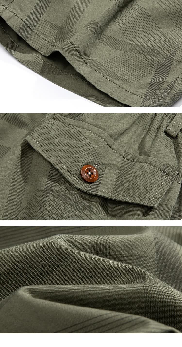 Romon Men's Workwear Casual Shorts Summer Thin Loose Straight Korean Style Beach Five-Point Trendy Cotton Dark Green XL 12