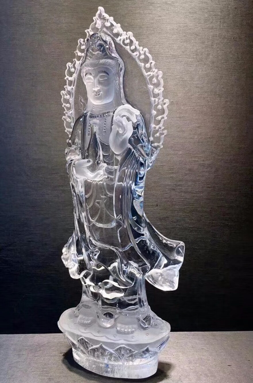 诺源珠宝天然白水晶观音摆件白水晶净瓶观音摆件保平安精品风水家居