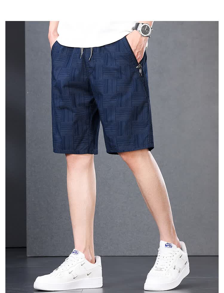 Romon 100% Cotton Casual Shorts Men Summer Thin Trendy Straight Elastic Waist Solid Color Knee-Length Khaki 3XL 11