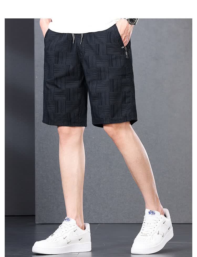 Romon 100% Cotton Casual Shorts Men Summer Thin Trendy Straight Elastic Waist Solid Color Knee-Length Khaki 3XL 14